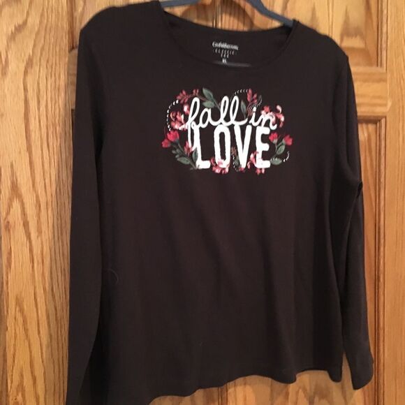 Croft & Barrow brown long sleeve blouse - Picture 1 of 4